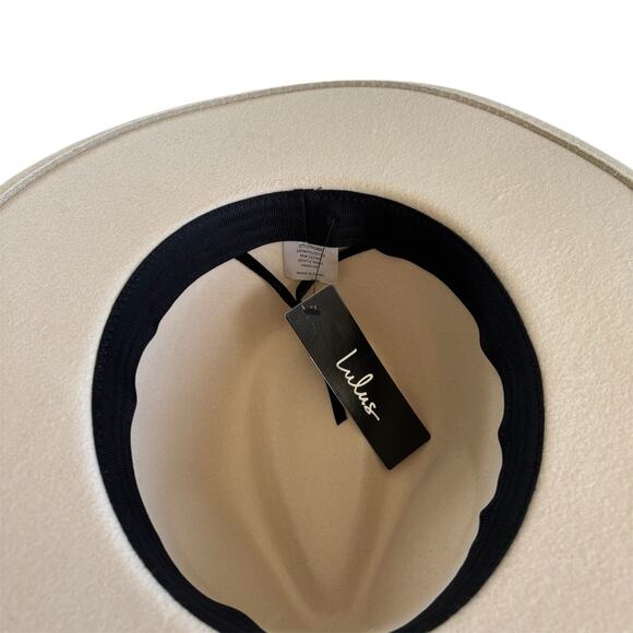 Lulus What a Stud Bone Wide Brim Hat Trendy Felt Women’s One Size NWT - Picture 5 of 6
